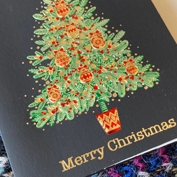 新size、再入荷！イタリア製　大人のクリスマミニスカード『エンボス加工　きらきら箔押し　クリスマスツリー』～中紙付き～ 9枚目の画像