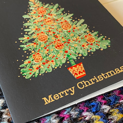 新size、再入荷！イタリア製　大人のクリスマミニスカード『エンボス加工　きらきら箔押し　クリスマスツリー』～中紙付き～ 7枚目の画像