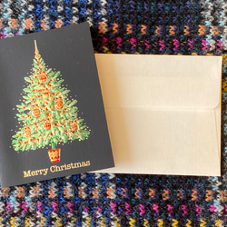 新size、再入荷！イタリア製　大人のクリスマミニスカード『エンボス加工　きらきら箔押し　クリスマスツリー』～中紙付き～ 8枚目の画像