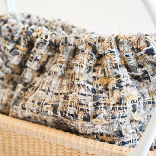 ナンタケットバスケット 内袋 フォックスファー ホワイト ナンタケットバスケットバントレイ・ツイード生地&フォックスファー内