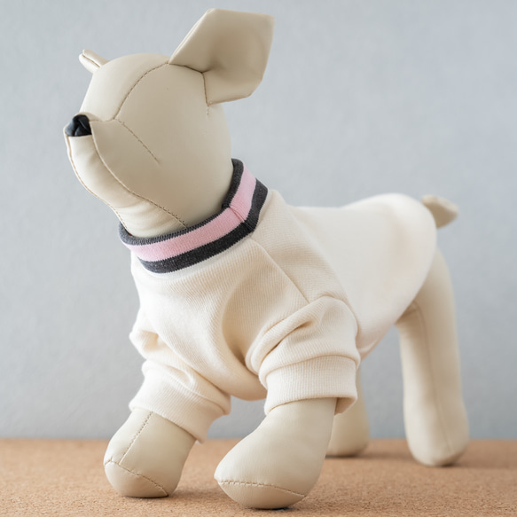 犬服 春 Ｔシャツ ワンポイントカラーニット ピンク／ブラック／ホワイト 4枚目の画像
