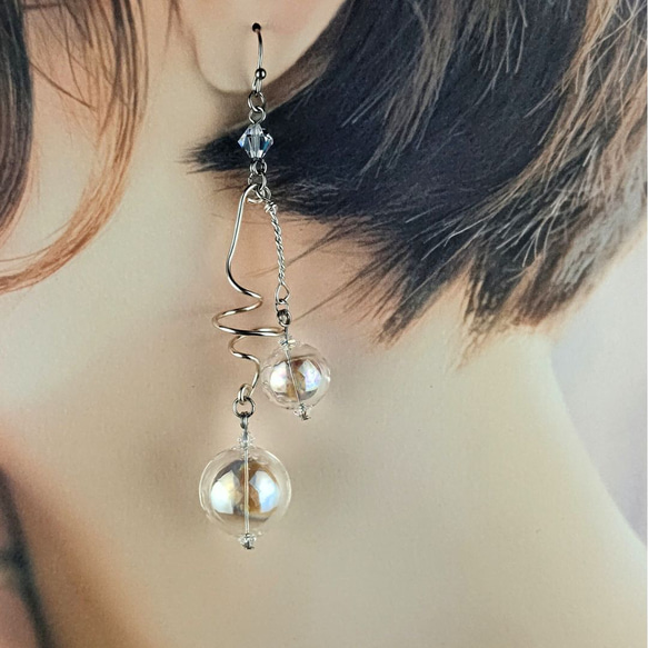 シャボン玉のようにきらめく✨　ピアス　　痛くないイヤリング（Aタイプ） 2枚目の画像