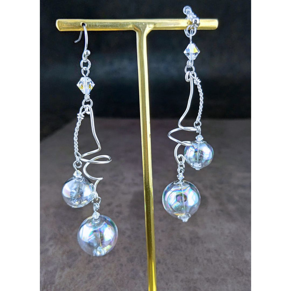 シャボン玉のようにきらめく✨　ピアス　　痛くないイヤリング（Aタイプ） 1枚目の画像