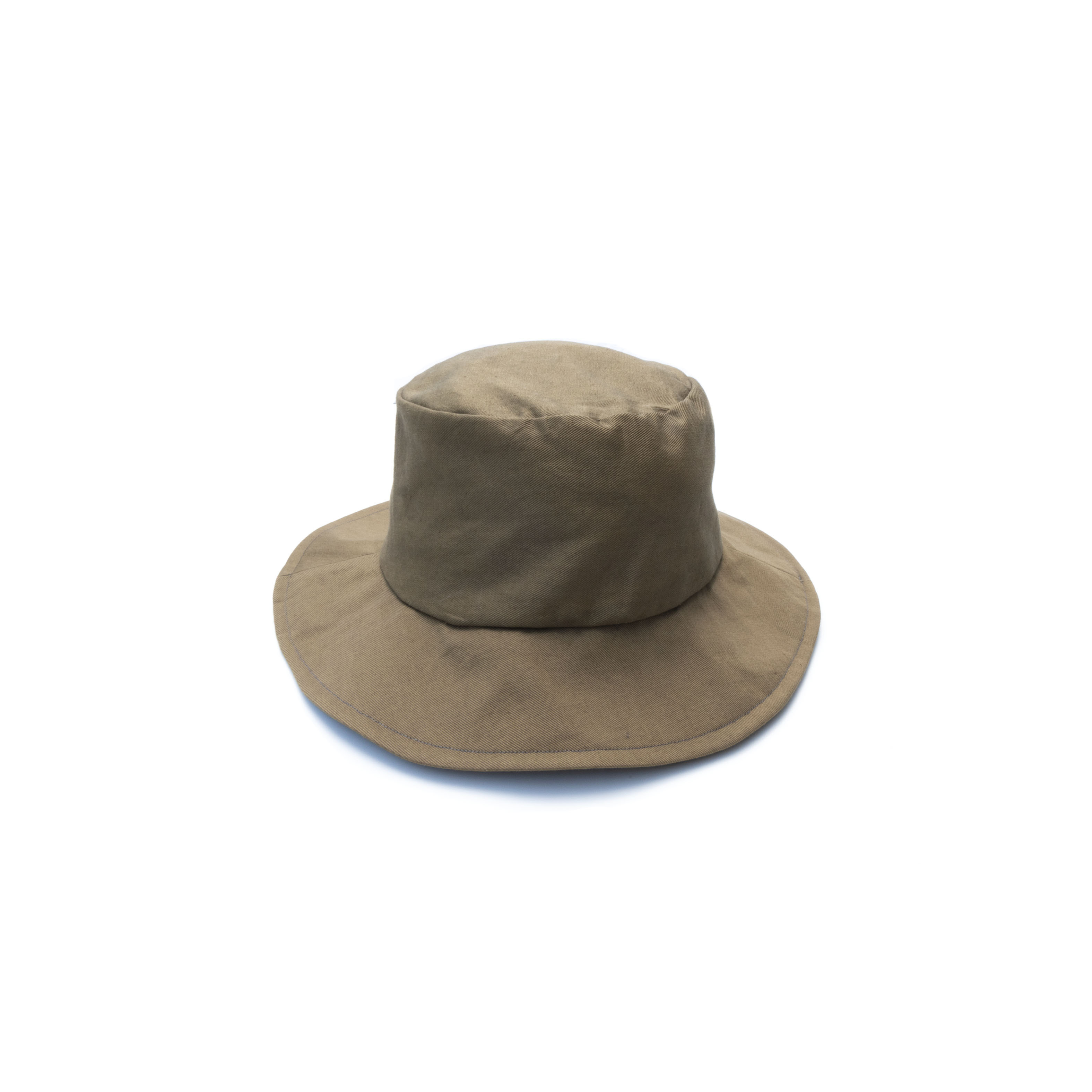 カーキ色イタリア製デッドストックコットン、バケツハット MOMOZONO original sample