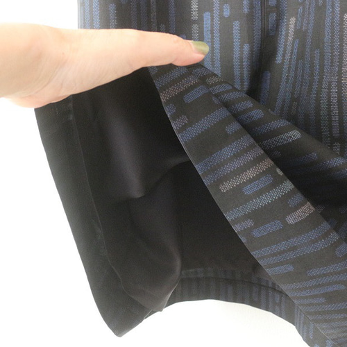 着物リメイク エ霞文泥大島紬タックポケットワンピース ワンピース