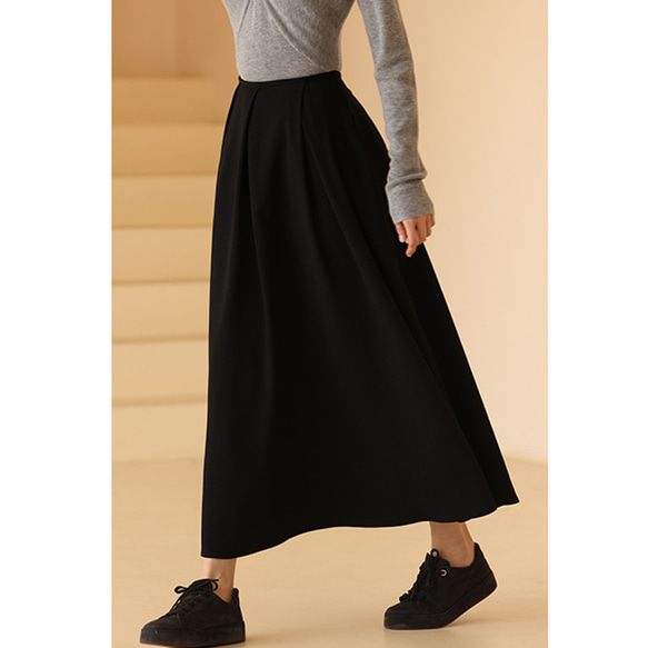 たれ感かりスカート　しわになりにくいスカート　シンプルスカート　ブラック　S-XL #332 16枚目の画像