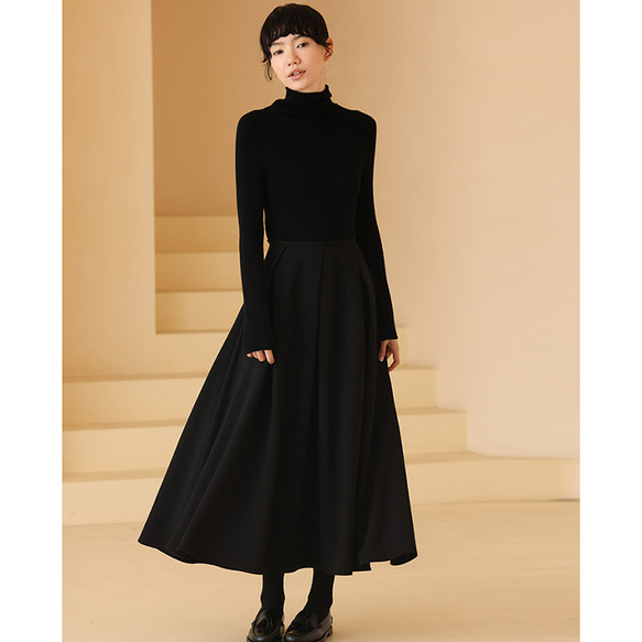 たれ感かりスカート　しわになりにくいスカート　シンプルスカート　ブラック　S-XL #332 4枚目の画像