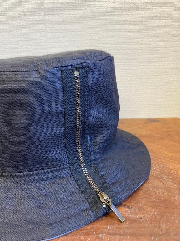 セール価格★リバーシブル2way❤️コットン素材バケットハット帽子 （グレー＆濃紺）サイズフリー L 58センチ 11枚目の画像