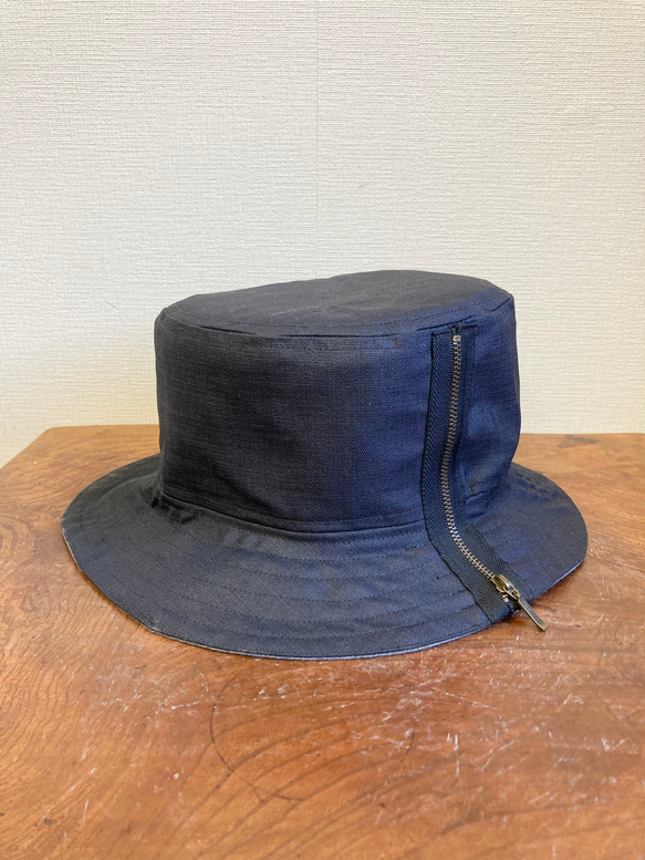 セール価格★リバーシブル2way❤️コットン素材バケットハット帽子 （グレー＆濃紺）サイズフリー L 58センチ 9枚目の画像
