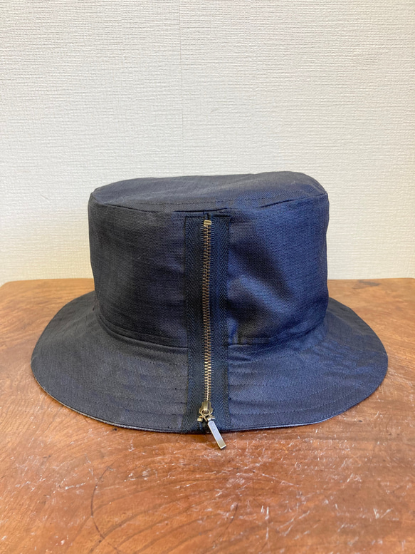 セール価格★リバーシブル2way❤️コットン素材バケットハット帽子 （グレー＆濃紺）サイズフリー L 58センチ 10枚目の画像