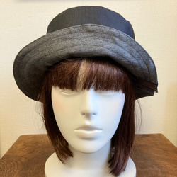 セール価格★リバーシブル2way❤️コットン素材バケットハット帽子 （グレー＆濃紺）サイズフリー L 58センチ 7枚目の画像