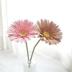 【僅售】❁粉紅色和棕色粘土花非洲菊2件套，室內花，斯堪的納維亞室內❁ 第8張的照片