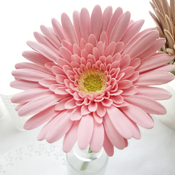 【僅售】❁粉紅色和棕色粘土花非洲菊2件套，室內花，斯堪的納維亞室內❁ 第6張的照片