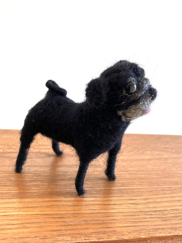 羊毛フェルト パグ ハンドメイド 犬 置物 羊毛フェルト ふぇるとde 