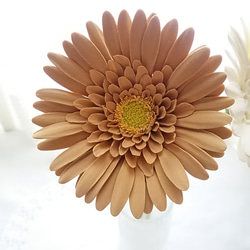 [僅限] ❁ 白色和棕色粘土花非洲菊 2 件套，室內花卉，斯堪的納維亞室內裝飾 ❁ 第5張的照片