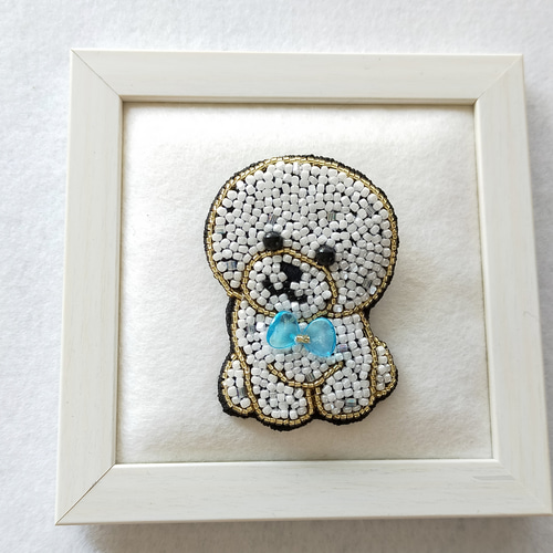 ビションフリーゼ ビーズ刺繍ブローチ ブローチ kururu98 通販