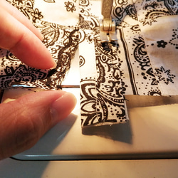 【1点もの・デザイン画付き】綿パッチワーク生地シャツ型ワンピース（KOJI TOYODA） 14枚目の画像