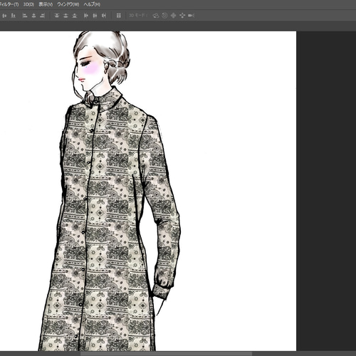 1点もの・デザイン画付き】綿パッチワーク生地シャツ型ワンピース  