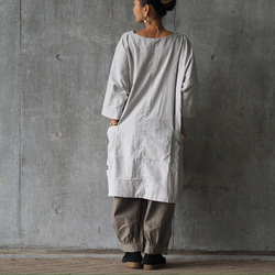 蓬鬆拉絨棉長袍襯衫，附口袋/淺灰色 第5張的照片