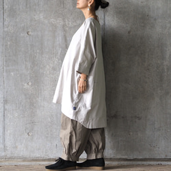 蓬鬆拉絨棉長袍襯衫，附口袋/淺灰色 第12張的照片