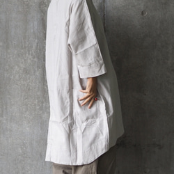 蓬鬆拉絨棉長袍襯衫，附口袋/淺灰色 第11張的照片