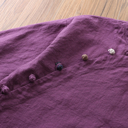 レトロな詰め襟のブラウス 手作りの綿麻シャツ #紫です 4枚目の画像