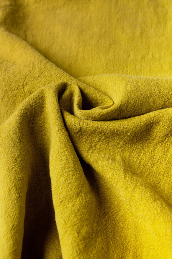 レトロな詰め襟のブラウス 手作りの綿麻シャツ #ジンジャー黄色 3枚目の画像