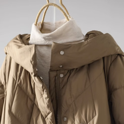 【M-2xL】冬 フード付きロングダウンジャケット　カジュアルな軽い 暖かさロングコート 5枚目の画像