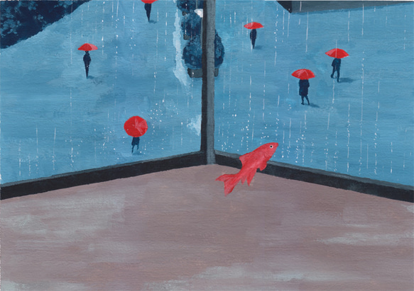 【送料込】個展「雨やどり」展示作品｜ポストカード2枚セット「駅へ」オンデマンド印刷 3枚目の画像