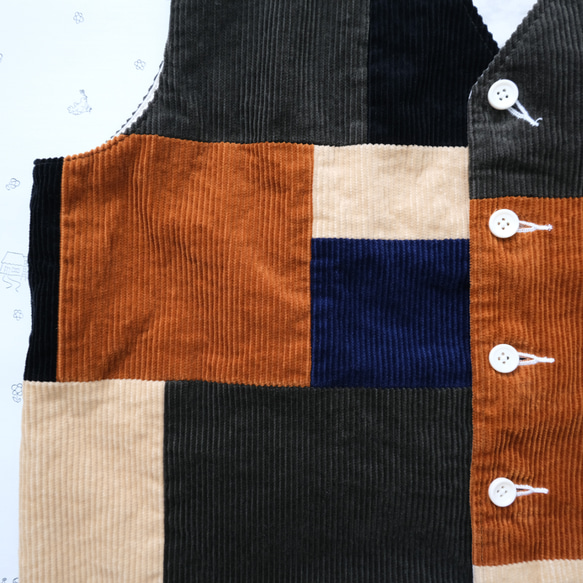 corduroy patchwork vest 　classic color 第6張的照片