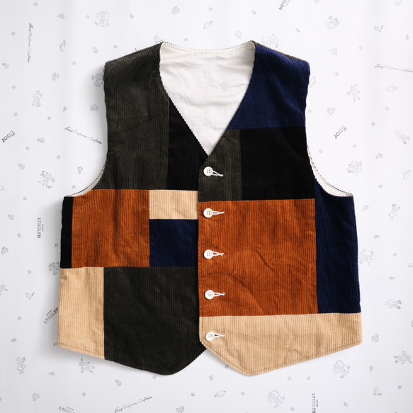 corduroy patchwork vest 　classic color 第1張的照片