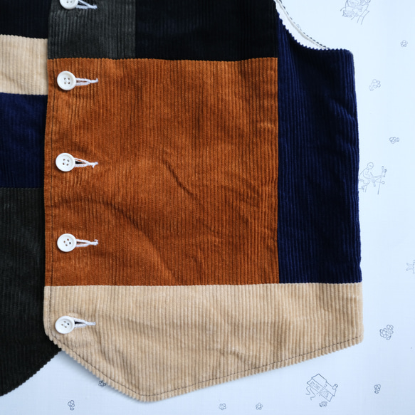 corduroy patchwork vest 　classic color 第12張的照片