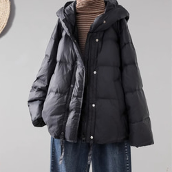 【S-M】冬 フード付きダウンジャケット　カジュアルな軽い 暖かさコート　防風ジャケット 4枚目の画像