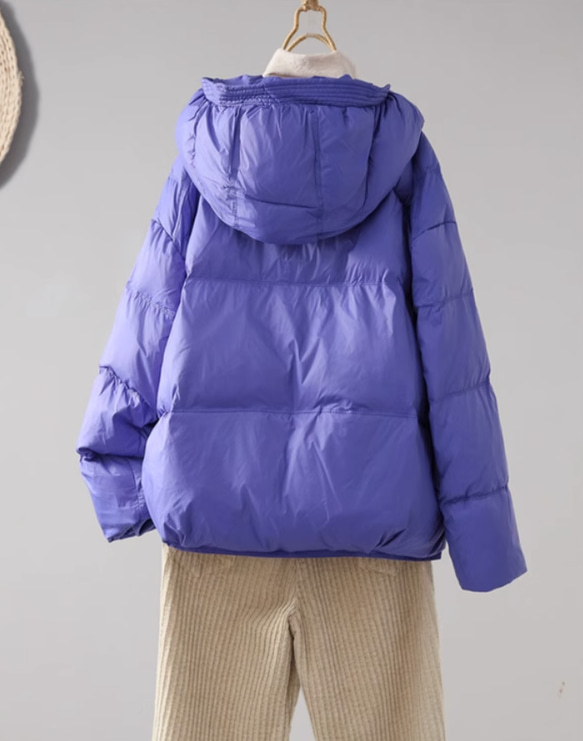 【S-M】冬 フード付きダウンジャケット　カジュアルな軽い 暖かさコート　防風ジャケット 5枚目の画像