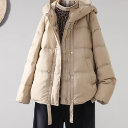 【S-M】冬 フード付きダウンジャケット　カジュアルな軽い 暖かさコート　防風ジャケット 3枚目の画像