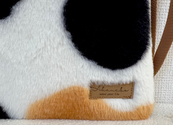 三毛猫ボア　小さめサコッシュ　ファー　ショルダーバック　スマホショルダー　akaneko 猫バッグ 8枚目の画像