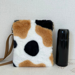 三毛猫ボア　小さめサコッシュ　ファー　ショルダーバック　スマホショルダー　akaneko 猫バッグ 3枚目の画像