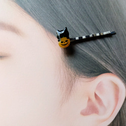 ハロウィン くろねこさん ピアス/ヘアピン  No. 38-23 4枚目の画像