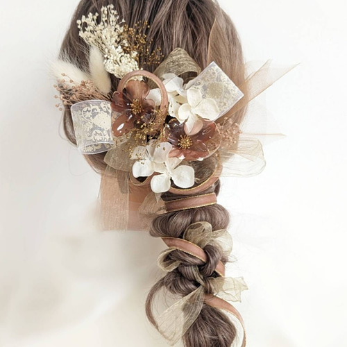 髪飾り リボン 成人式 卒業式 結婚式 浴衣 クリアフラワー ドライ