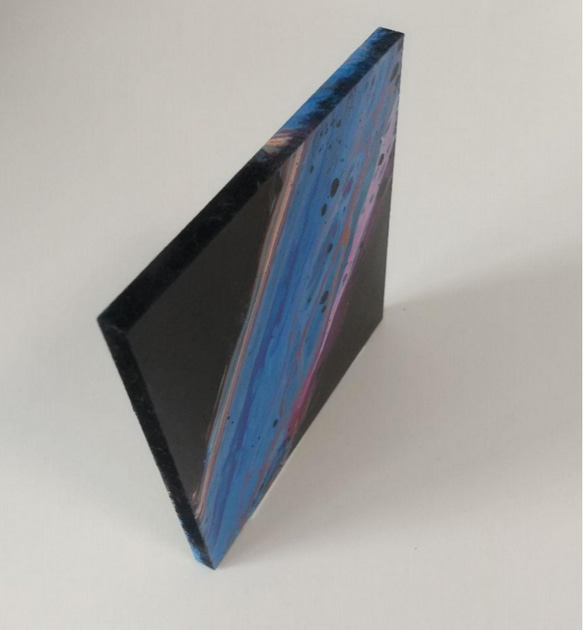 原画　黒　青　ピンク　ポーリングアート　フルイドアート　抽象画　オリジナルアート　　NO.181 3枚目の画像