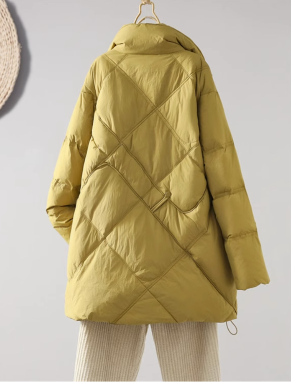 冬 フード付きロングダウンジャケット　カジュアルな軽い 暖かさロングコート 2枚目の画像