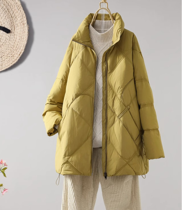冬 フード付きロングダウンジャケット　カジュアルな軽い 暖かさロングコート 1枚目の画像