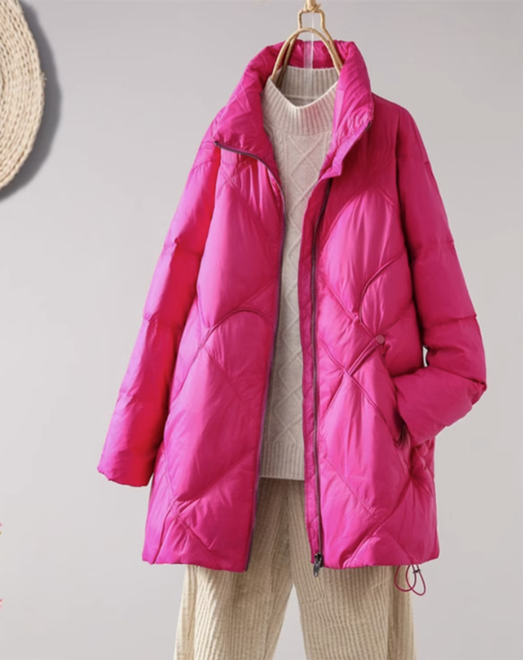 冬 フード付きロングダウンジャケット　カジュアルな軽い 暖かさロングコート 4枚目の画像