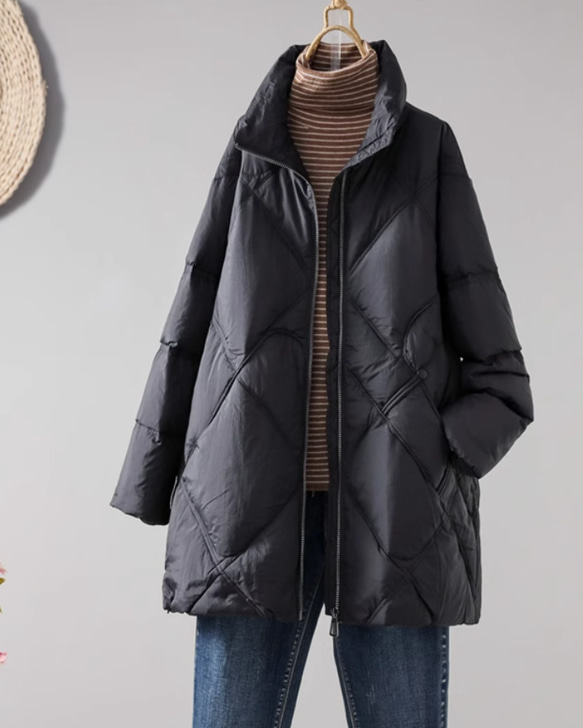 冬 フード付きロングダウンジャケット　カジュアルな軽い 暖かさロングコート 7枚目の画像