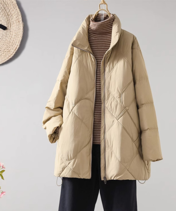 冬 フード付きロングダウンジャケット　カジュアルな軽い 暖かさロングコート 3枚目の画像