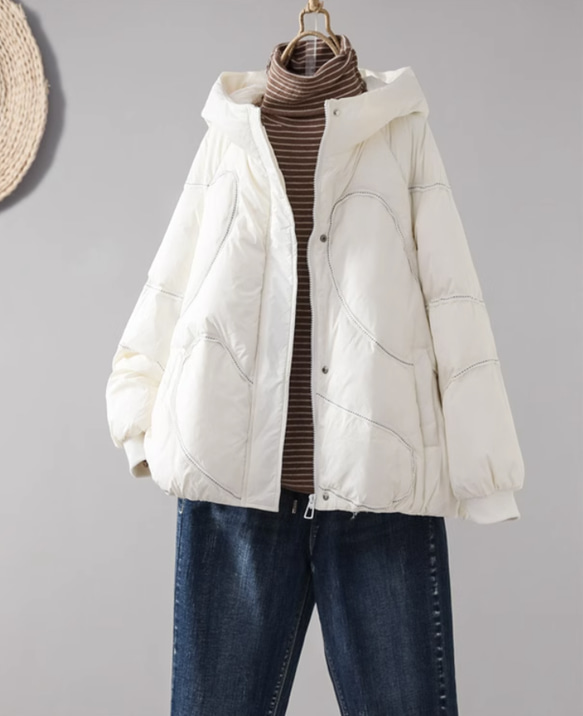 【全8色】冬 フード付きダウンジャケット　カジュアルな軽い 暖かさコート　防風ジャケット 3枚目の画像