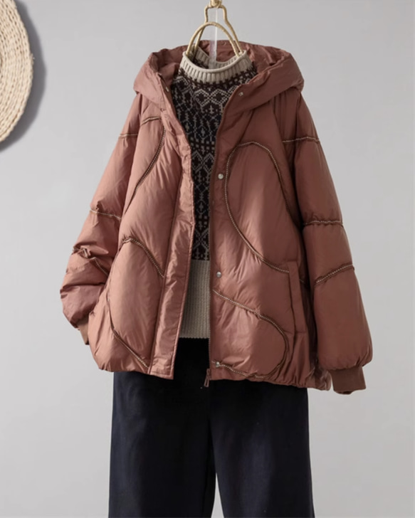 【全8色】冬 フード付きダウンジャケット　カジュアルな軽い 暖かさコート　防風ジャケット 5枚目の画像