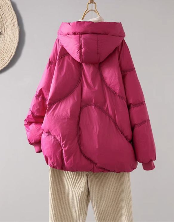 【全8色】冬 フード付きダウンジャケット　カジュアルな軽い 暖かさコート　防風ジャケット 2枚目の画像