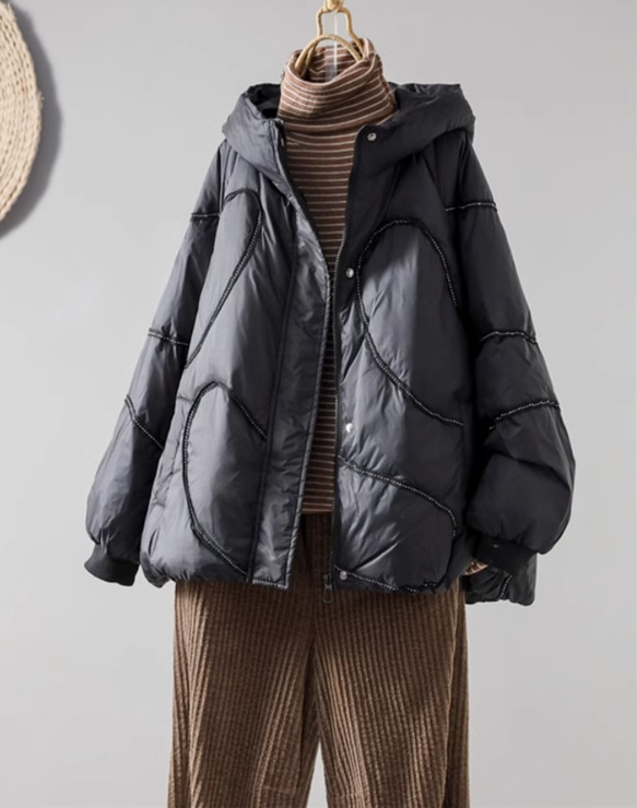 【全8色】冬 フード付きダウンジャケット　カジュアルな軽い 暖かさコート　防風ジャケット 9枚目の画像