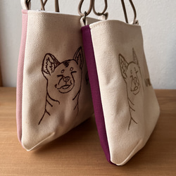 ”CAVA?”柴犬さんのポシェット　スモーキーピンク 4枚目の画像
